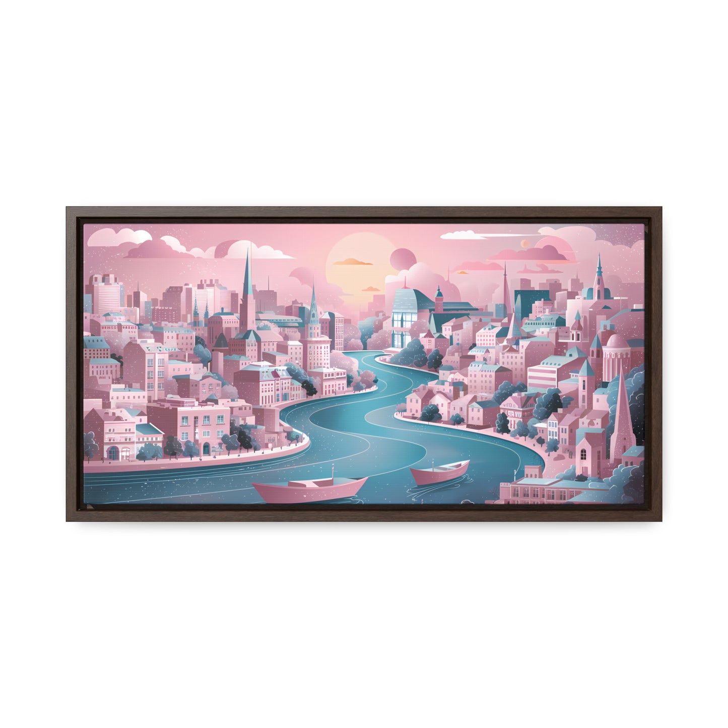 Serene City at Dawn - Gallery Canvas Wraps, Horizontal Frame