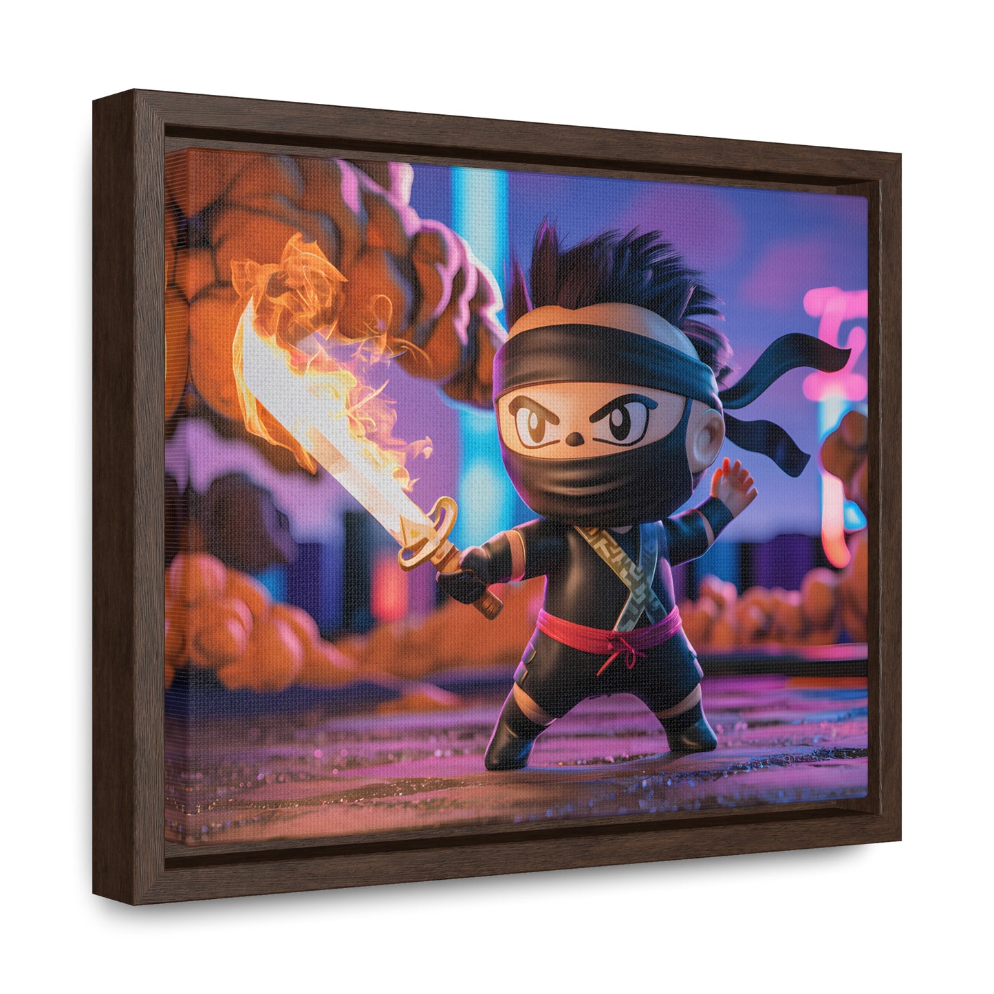 "Flameblade Ninja in Action" - Gallery Canvas Wraps, Horizontal Frame