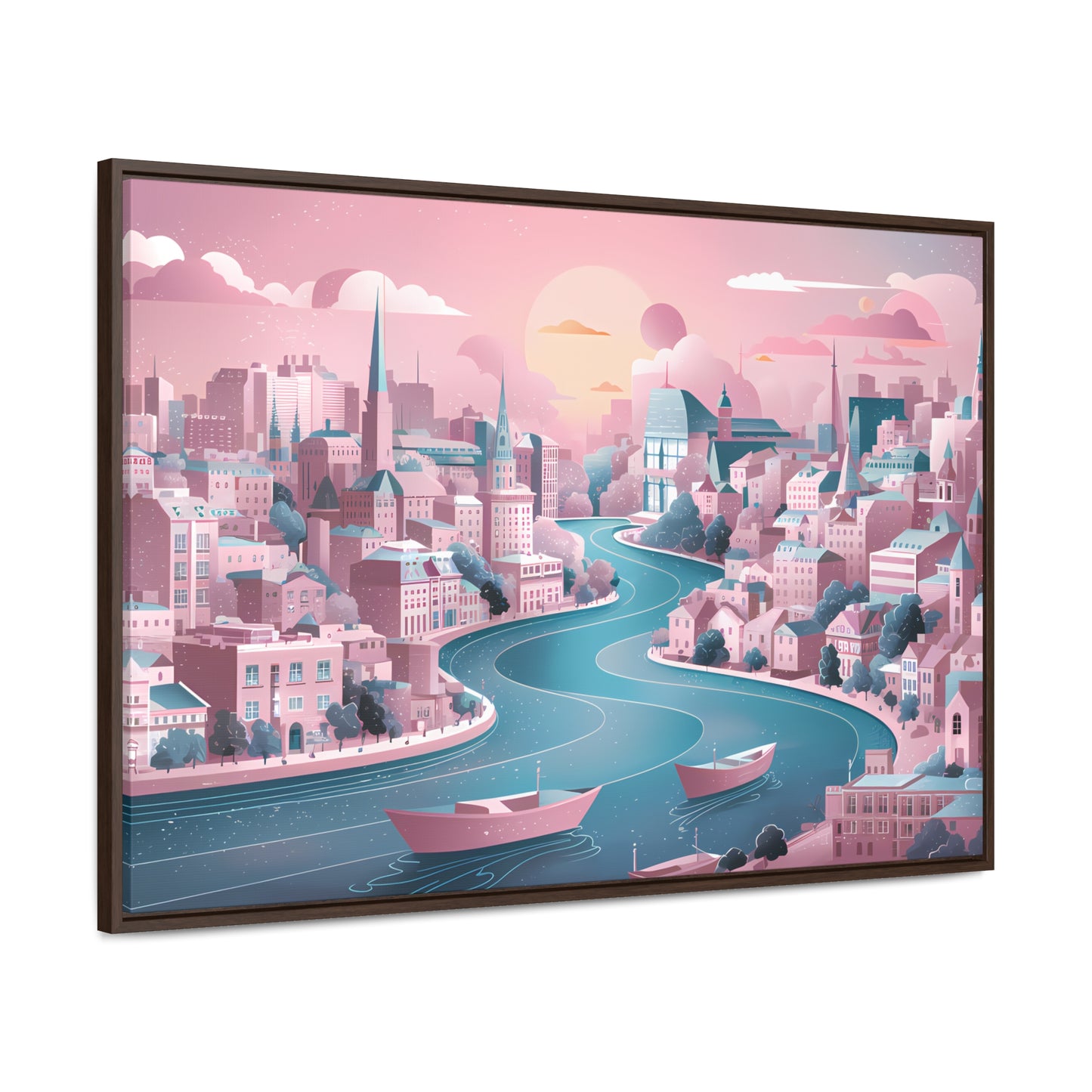 Serene City at Dawn - Gallery Canvas Wraps, Horizontal Frame