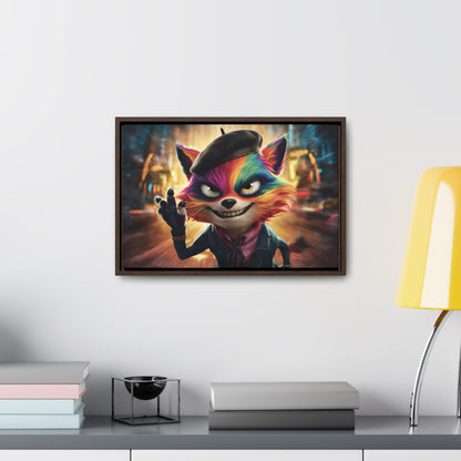 Feline Frenzy in the City Lights - Gallery Canvas Wraps, Horizontal Frame