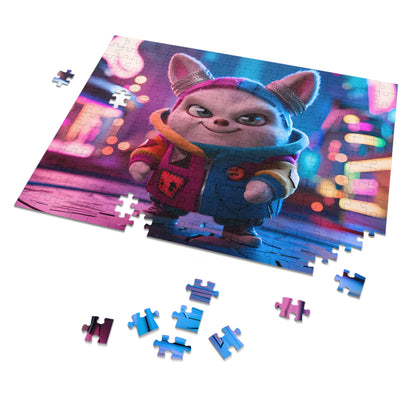 The Adventurous Bunny in Cyber City - Jigsaw Puzzle (30, 110, 252, 500,1000-Piece)