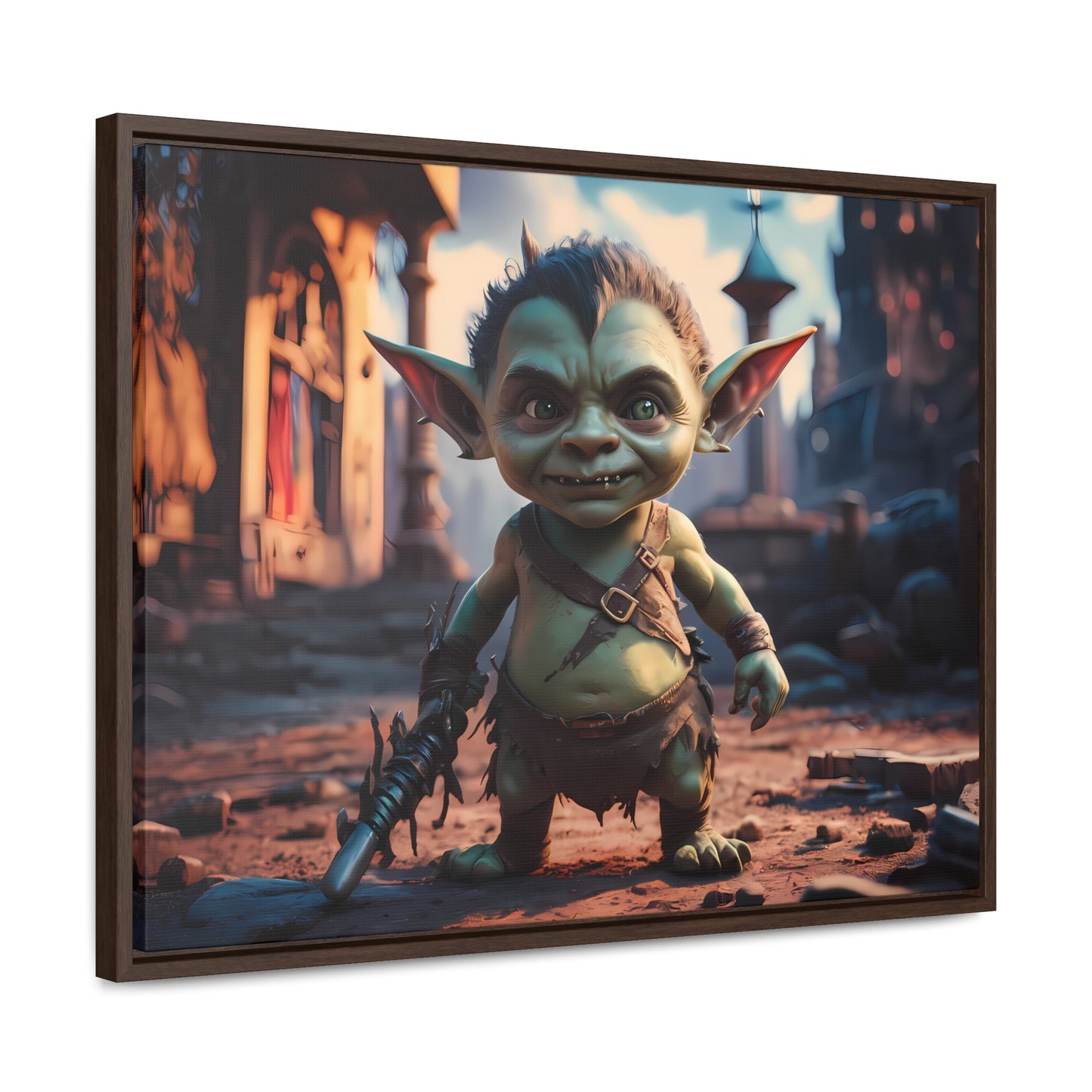 Goblin Warrior in the Ruined City - Gallery Canvas Wraps, Horizontal Frame