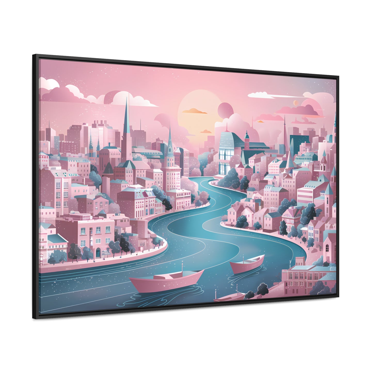 Serene City at Dawn - Gallery Canvas Wraps, Horizontal Frame