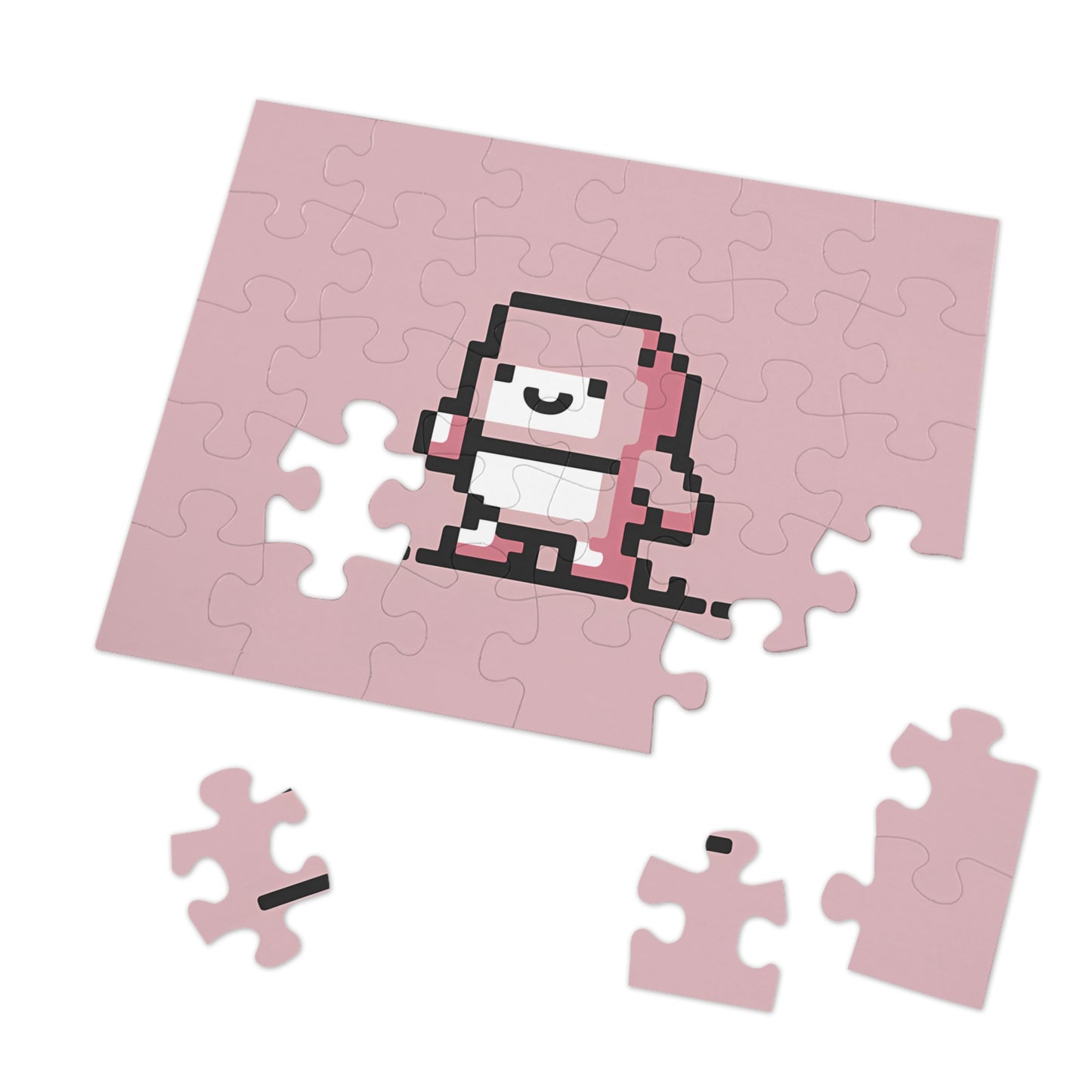 Pixelated Pink Character on a Soft Background - Jigsaw Puzzle (30, 110, 252, 500,1000-Piece)
