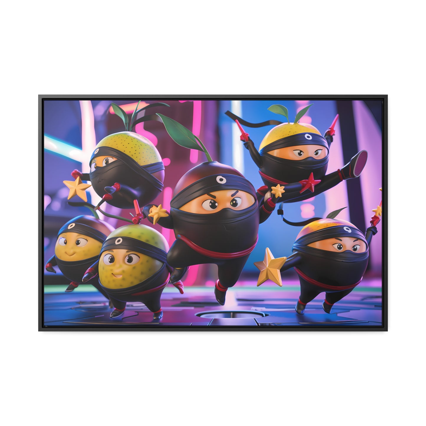 Ninja Citrus Squad: Star Power Unleashed - Gallery Canvas Wraps, Horizontal Frame