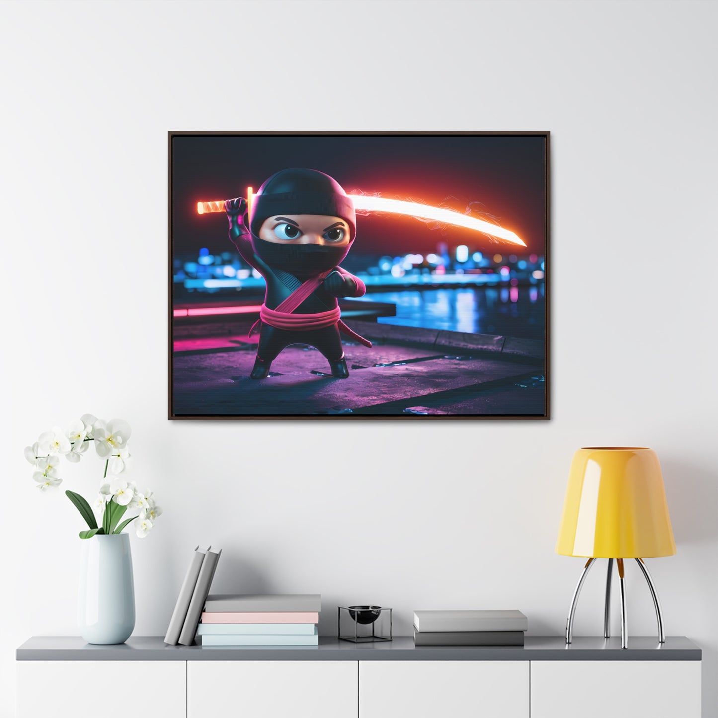 Neon Ninja Showdown - Gallery Canvas Wraps, Horizontal Frame