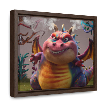 "Smug Rainbow Dragon in a Whimsical Forest" - Gallery Canvas Wraps, Horizontal Frame