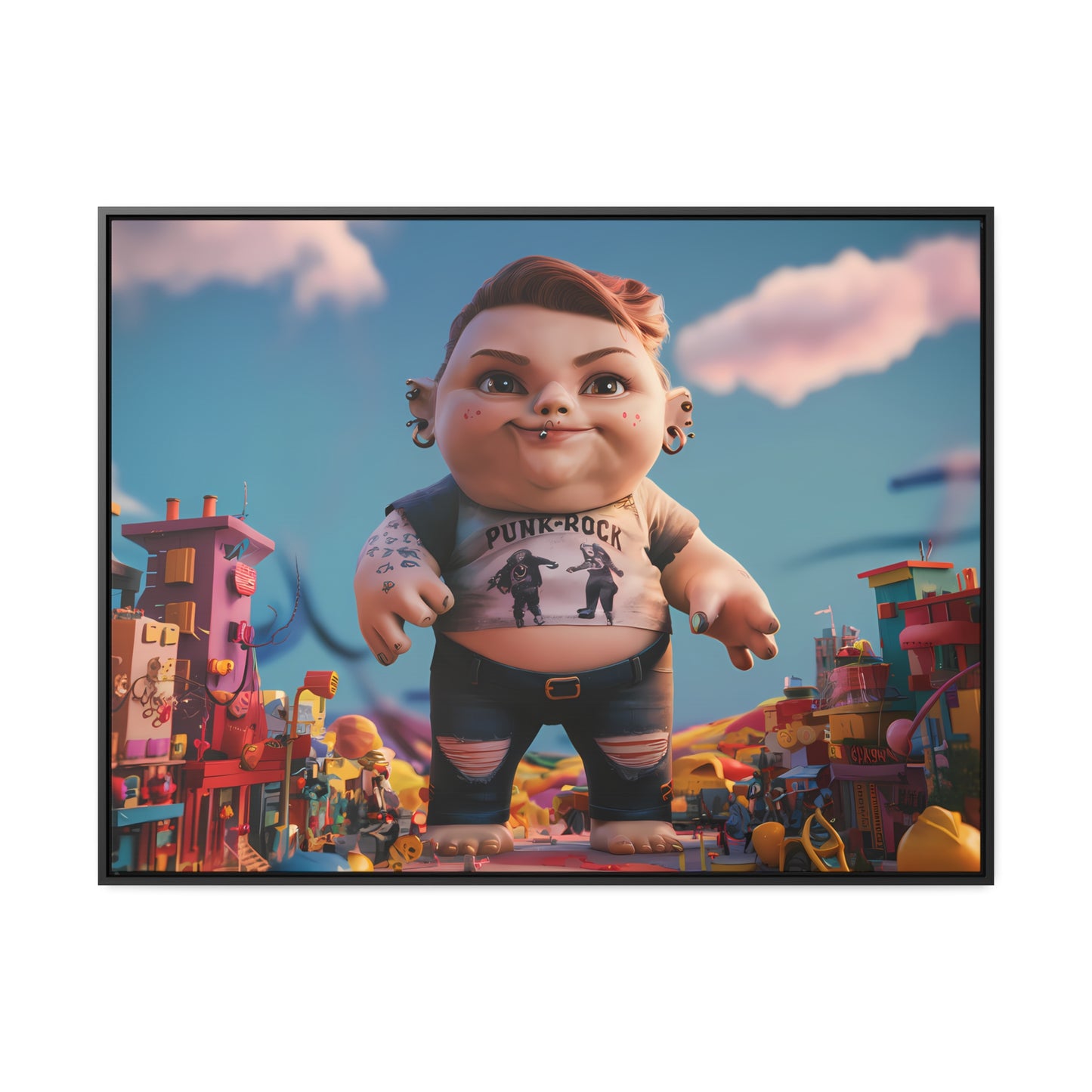 "Punk Rock Titan in Toy Town" - Gallery Canvas Wraps, Horizontal Frame