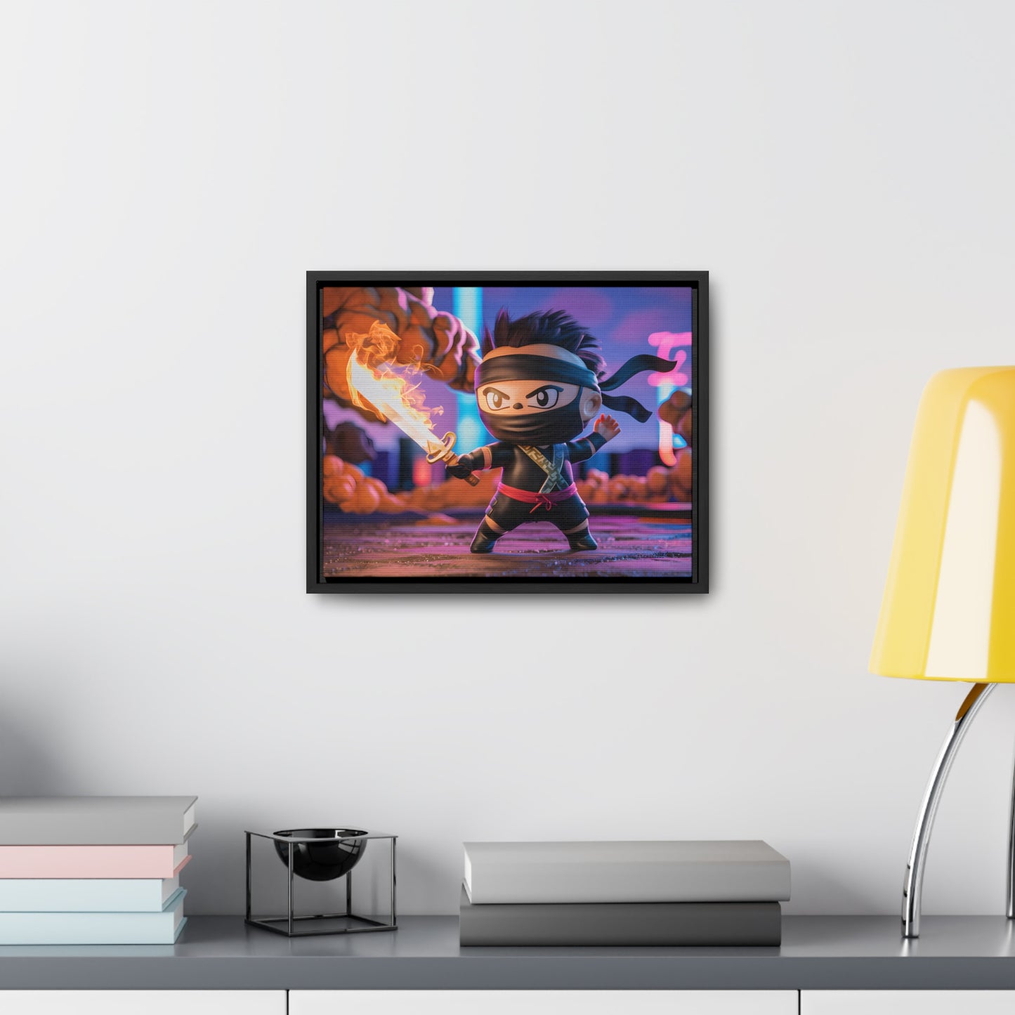 "Flameblade Ninja in Action" - Gallery Canvas Wraps, Horizontal Frame