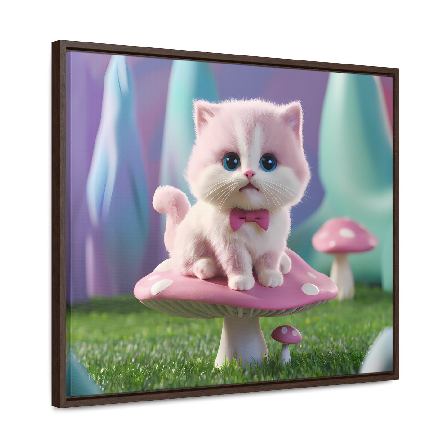Whimsical Kitten on a Mushroom Throne - Gallery Canvas Wraps, Horizontal Frame
