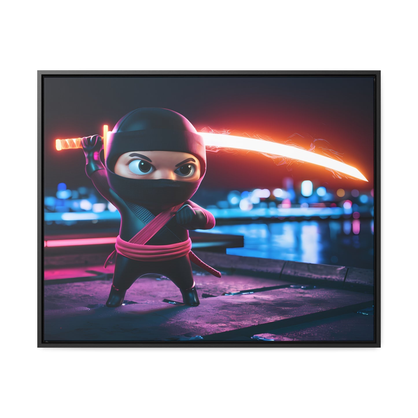 Neon Ninja Showdown - Gallery Canvas Wraps, Horizontal Frame