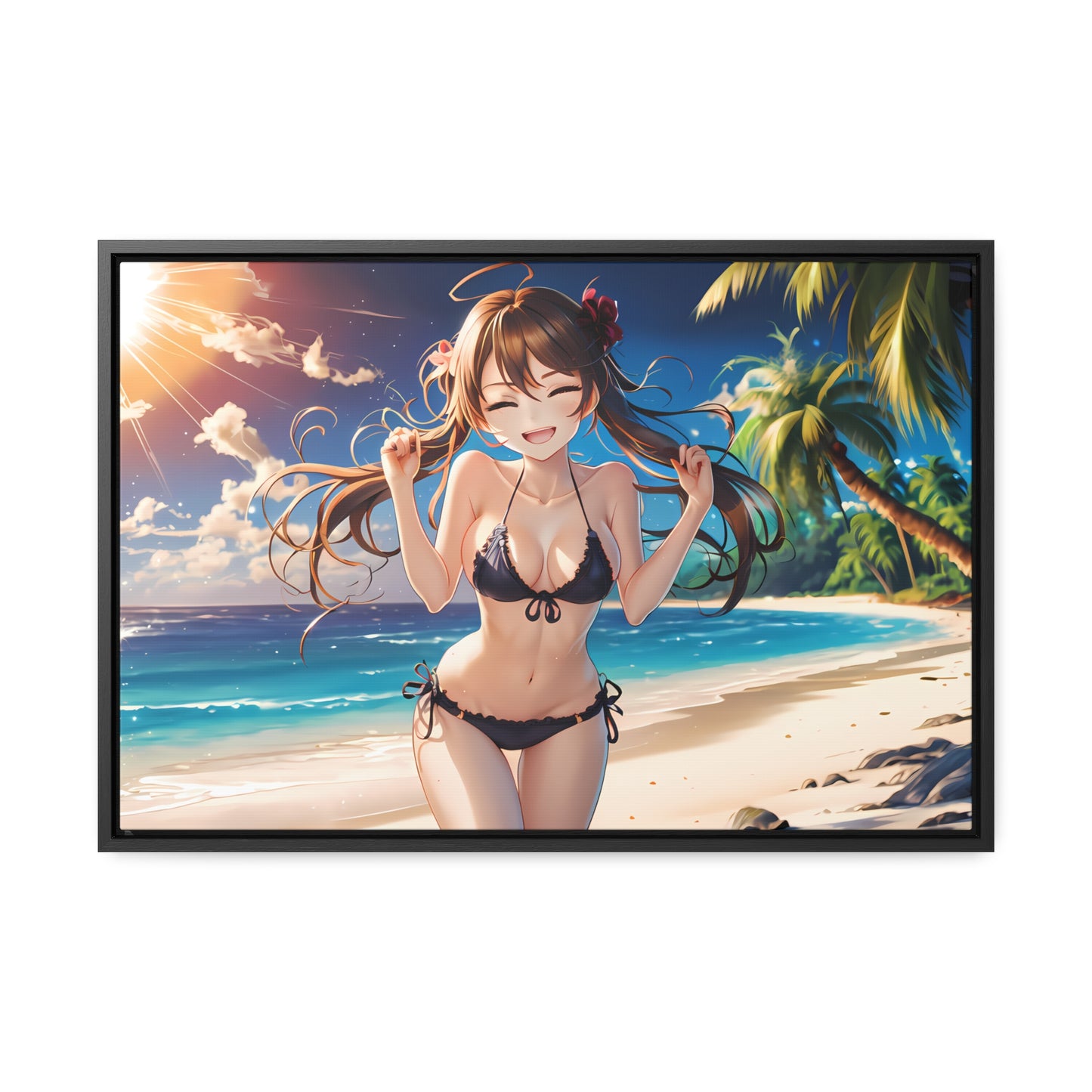 Sunlit Joy on the Beach - Gallery Canvas Wraps, Horizontal Frame