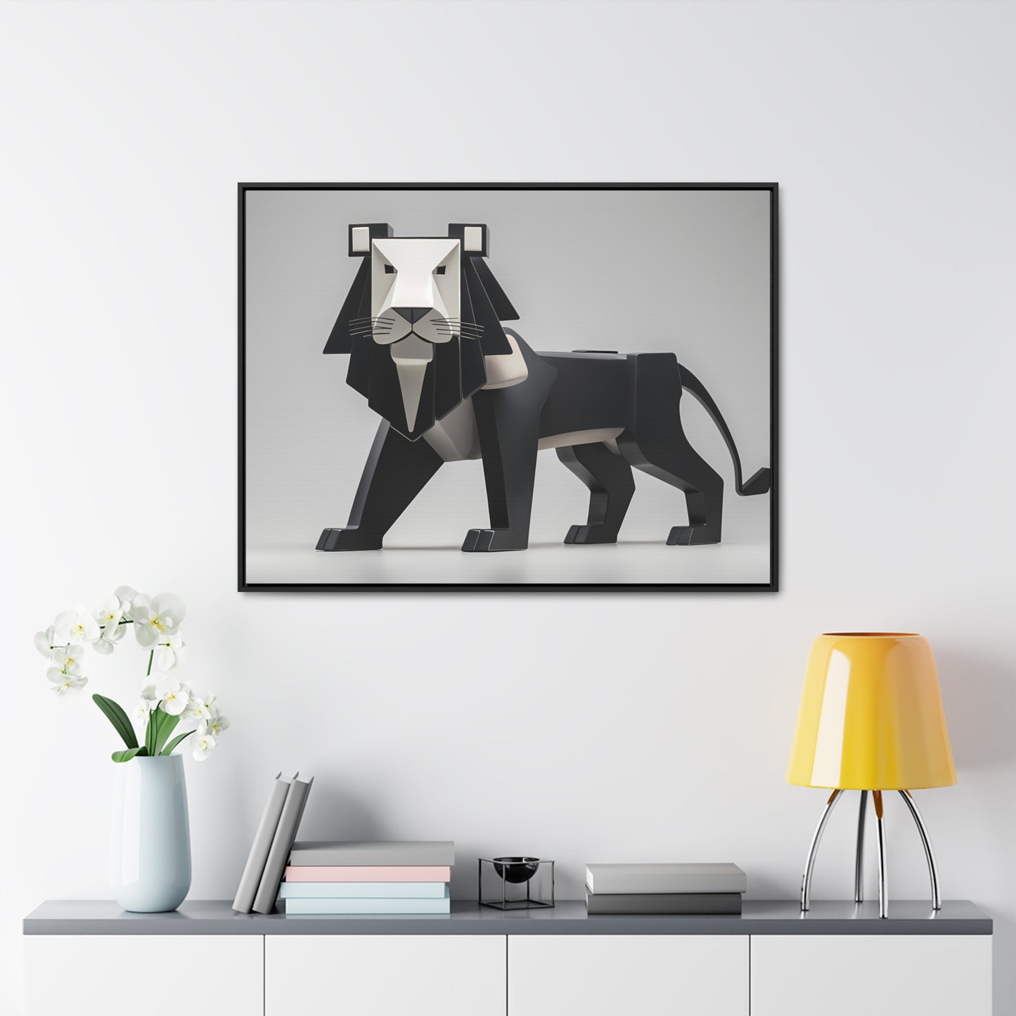 Regal Geometric Lion - Gallery Canvas Wraps, Horizontal Frame