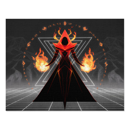 "Arcane Pyromancer in the Digital Realm" - Jigsaw Puzzle (30, 110, 252, 500,1000-Piece)