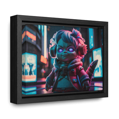Neon Guardian in the Cyber City - Gallery Canvas Wraps, Horizontal Frame