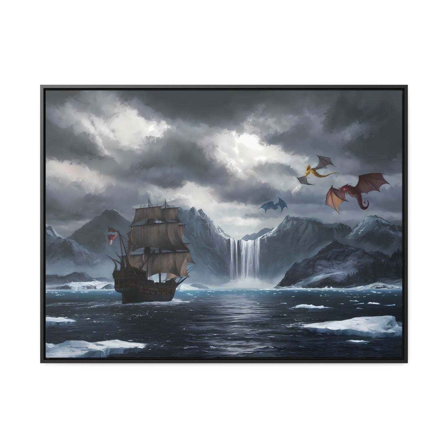 "The Voyage to Dragon's Fjord" - Gallery Canvas Wraps, Horizontal Frame