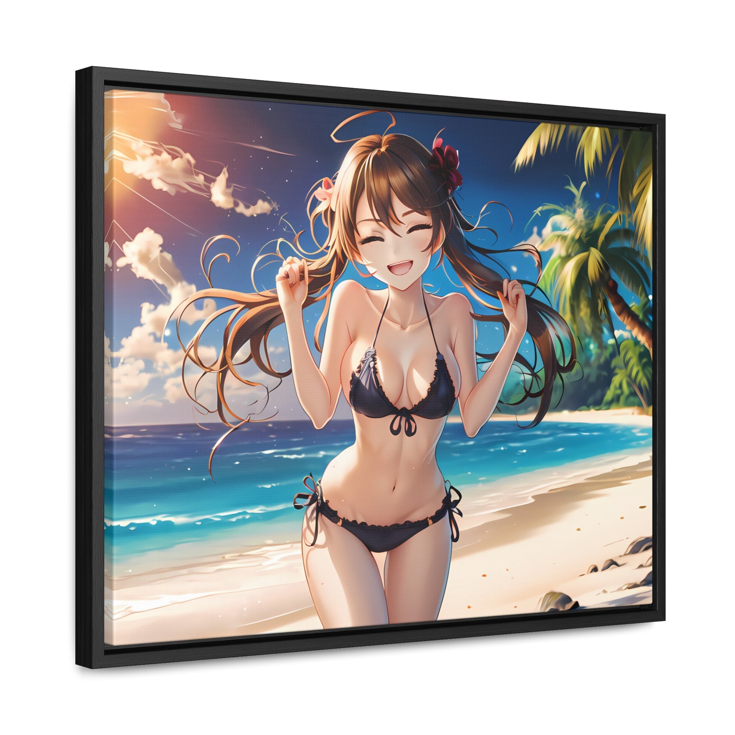 Sunlit Joy on the Beach - Gallery Canvas Wraps, Horizontal Frame