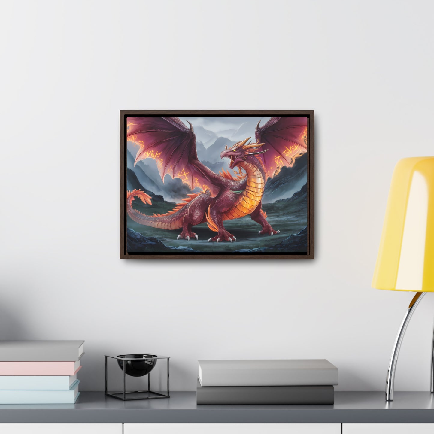 The Inferno Wyrm of the Ashen Peaks - Gallery Canvas Wraps, Horizontal Frame