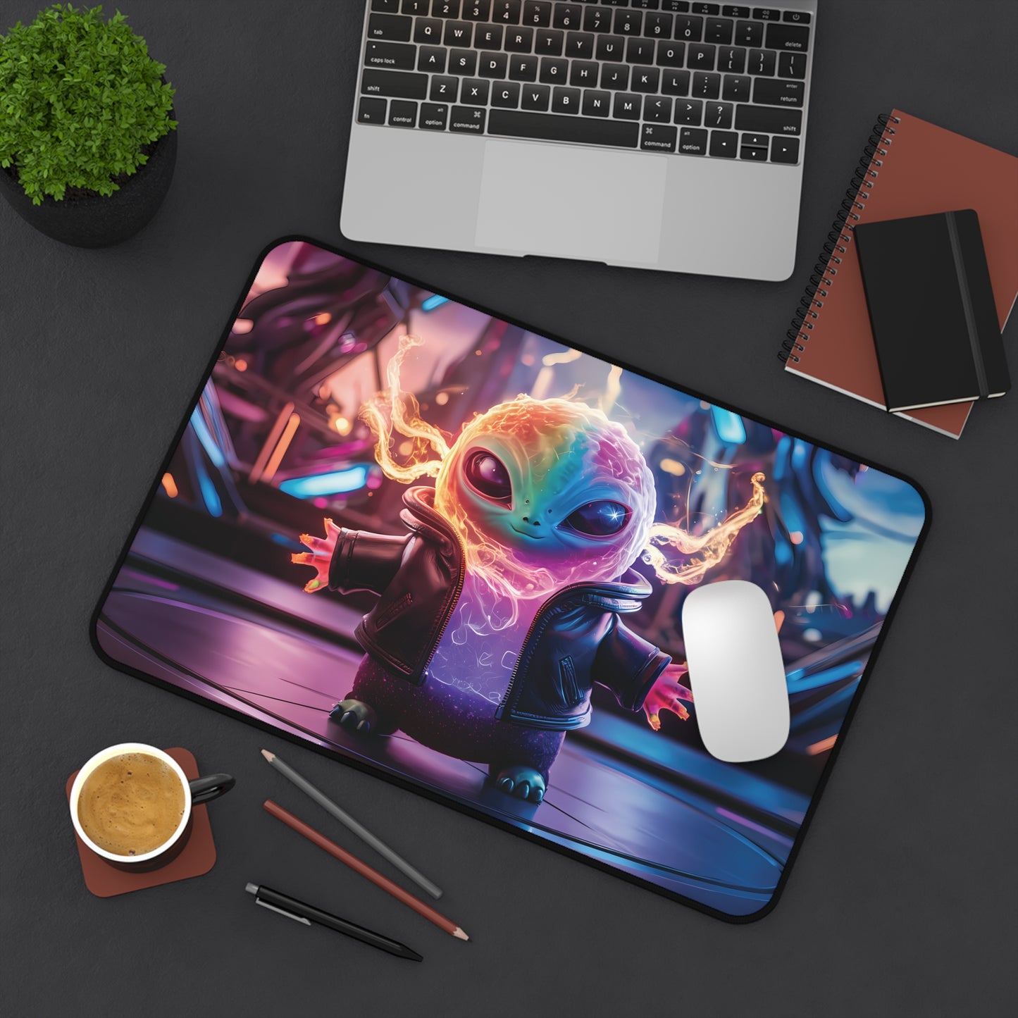 Cute glowing energy Alien - Desk Mat