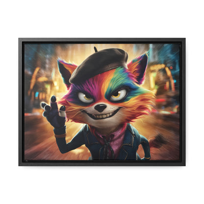 Feline Frenzy in the City Lights - Gallery Canvas Wraps, Horizontal Frame