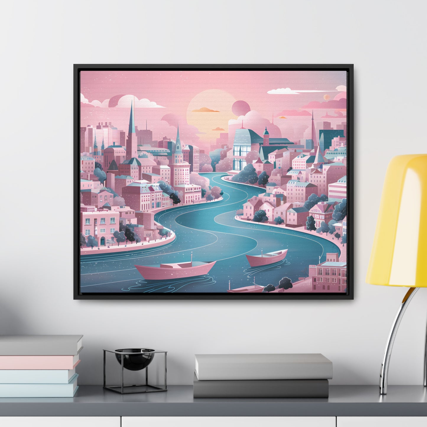 Serene City at Dawn - Gallery Canvas Wraps, Horizontal Frame