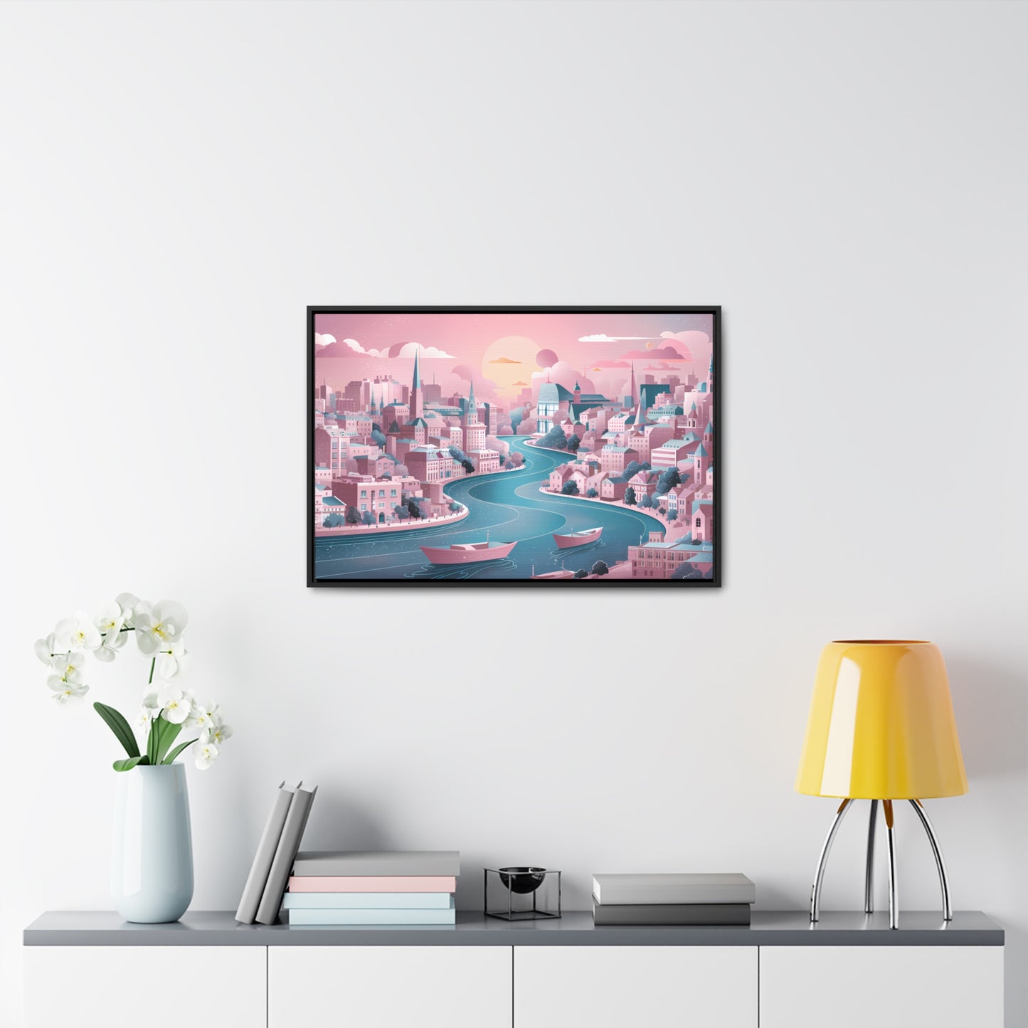 Serene City at Dawn - Gallery Canvas Wraps, Horizontal Frame