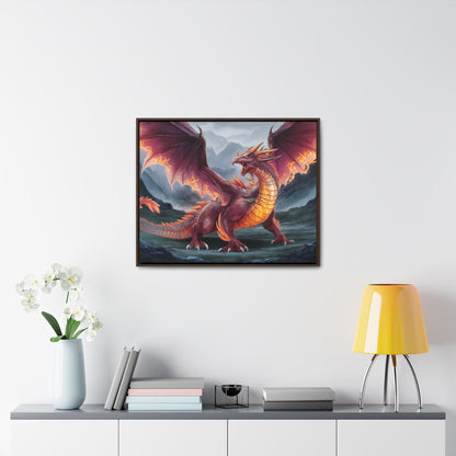 The Inferno Wyrm of the Ashen Peaks - Gallery Canvas Wraps, Horizontal Frame