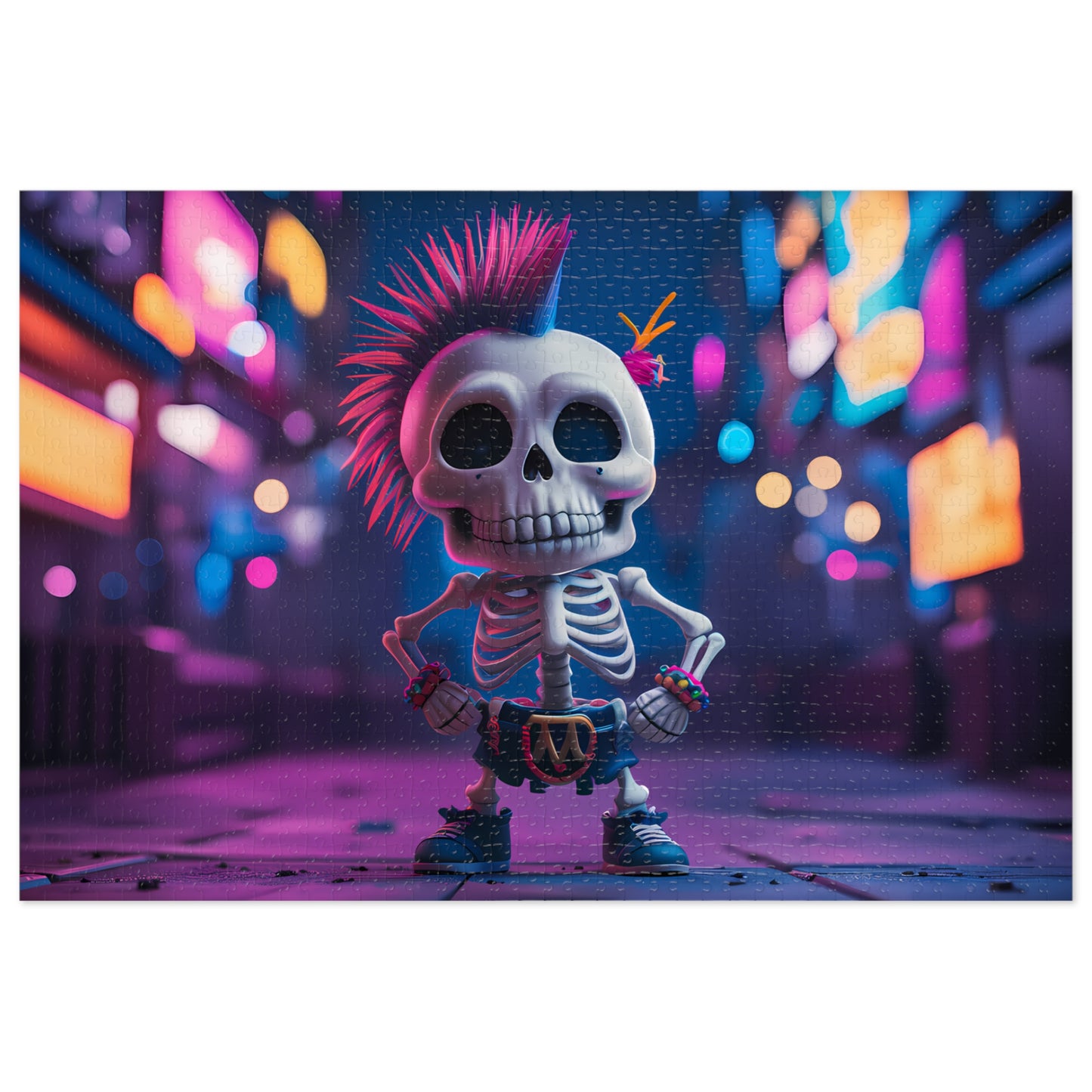 Rebel Bones in Neon Streets - Jigsaw Puzzle (30, 110, 252, 500,1000-Piece)