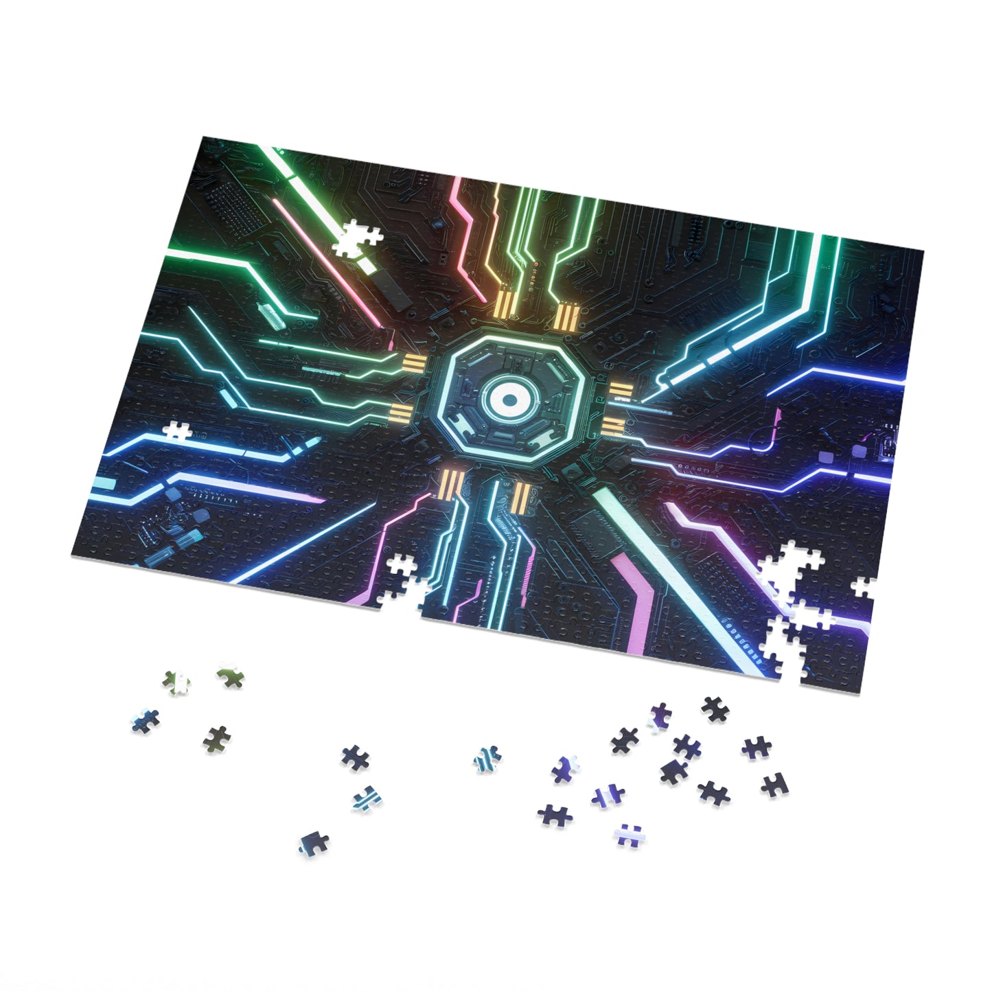 Neon Circuit Nexus - Jigsaw Puzzle (30, 110, 252, 500,1000-Piece)