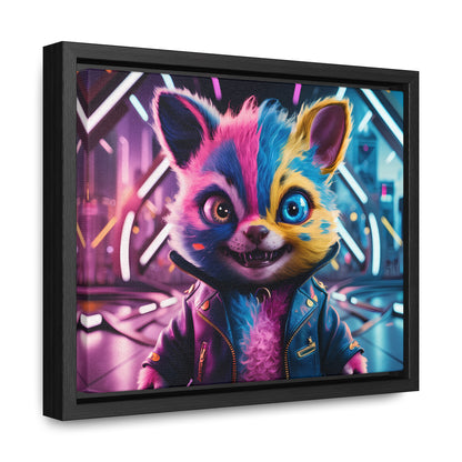Neon Paws in the Cyber City - Gallery Canvas Wraps, Horizontal Frame