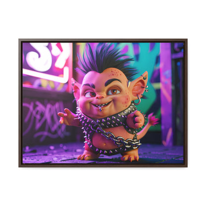 Punk Goblin in the Neon Alley - Gallery Canvas Wraps, Horizontal Frame