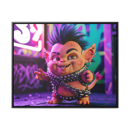 Punk Goblin in the Neon Alley - Gallery Canvas Wraps, Horizontal Frame