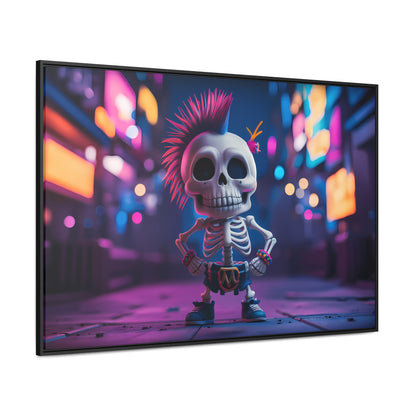 Punk Skeleton in Neon City - Gallery Canvas Wraps, Horizontal Frame