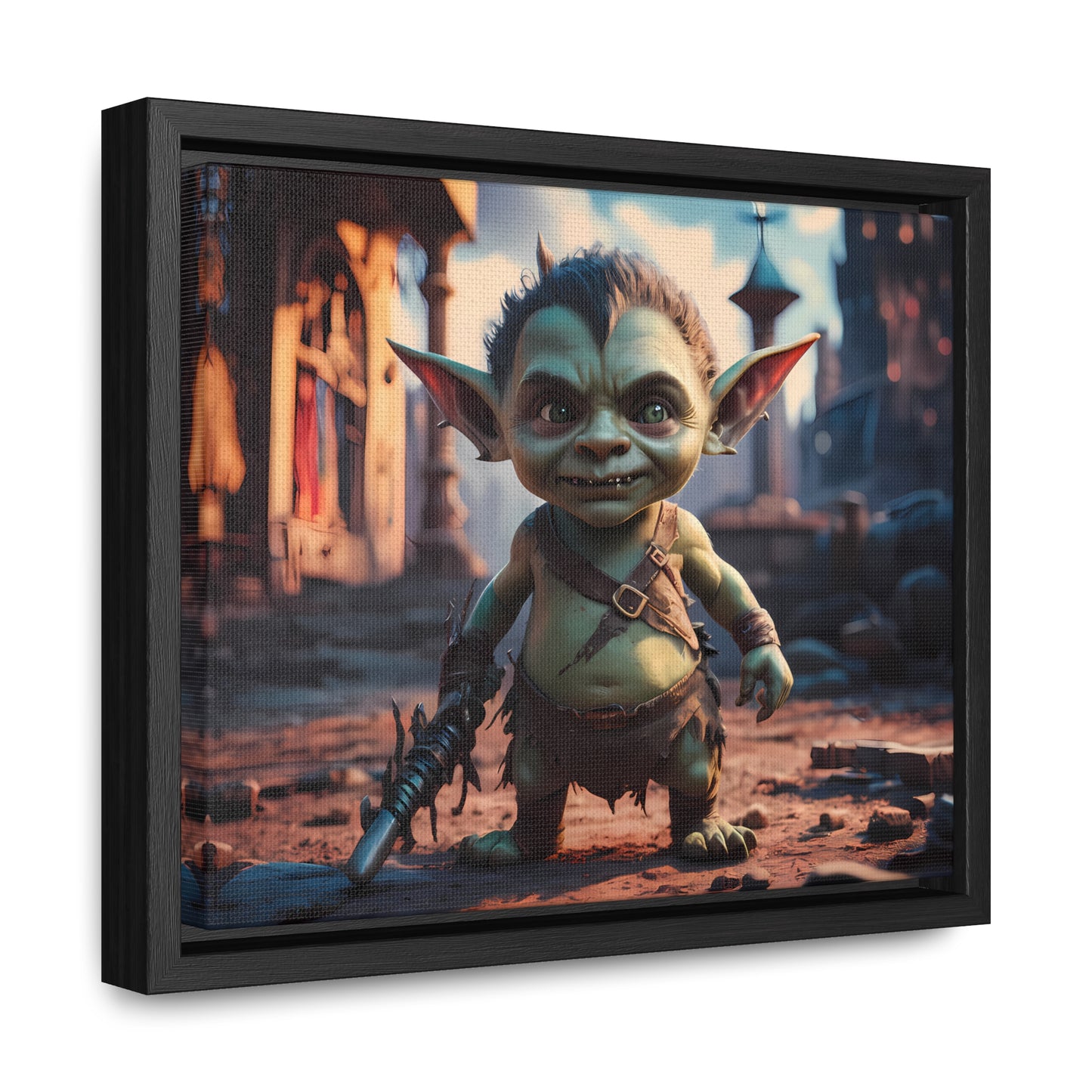 Goblin Warrior in the Ruined City - Gallery Canvas Wraps, Horizontal Frame
