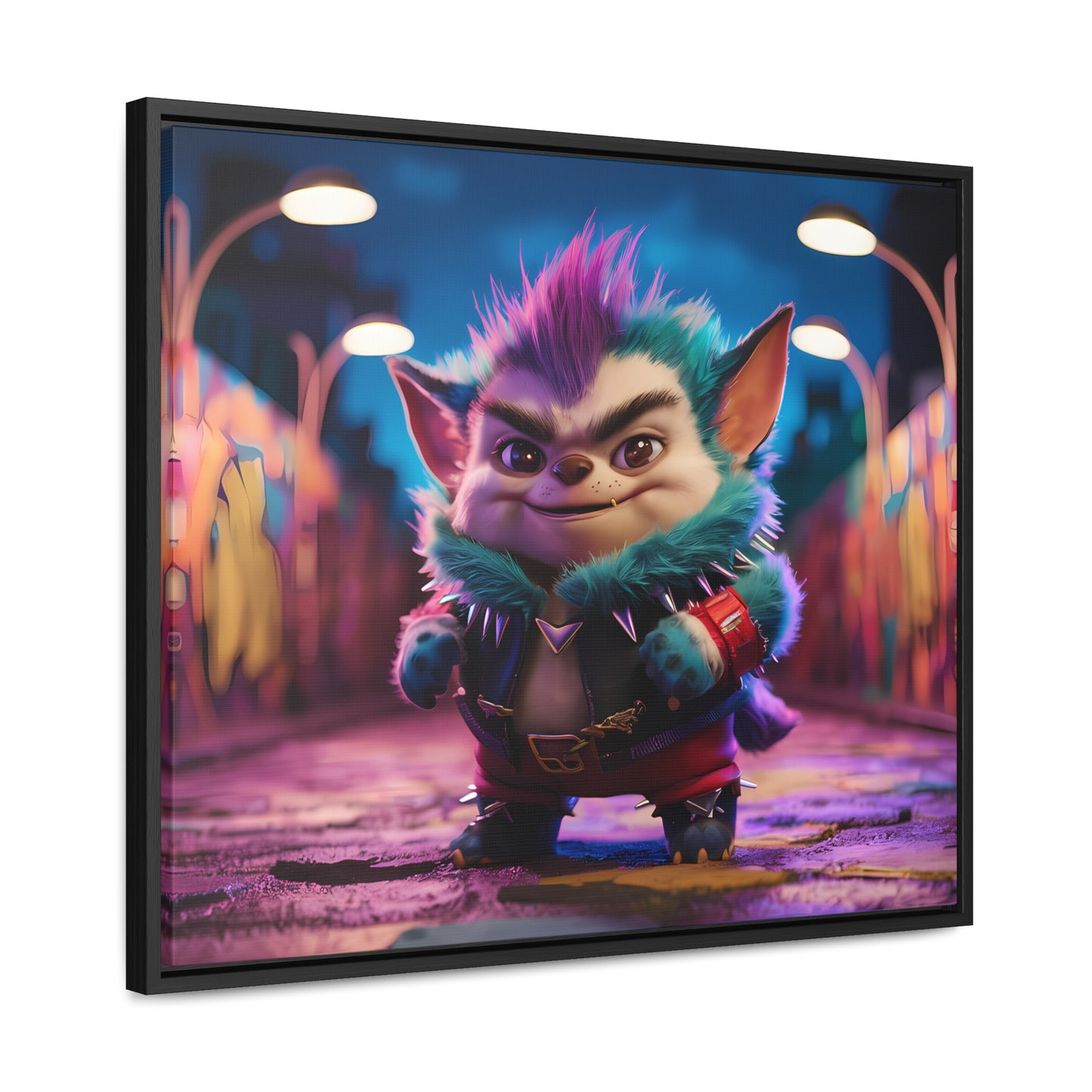 Rebel Furry in the Neon Alley - Gallery Canvas Wraps, Horizontal Frame