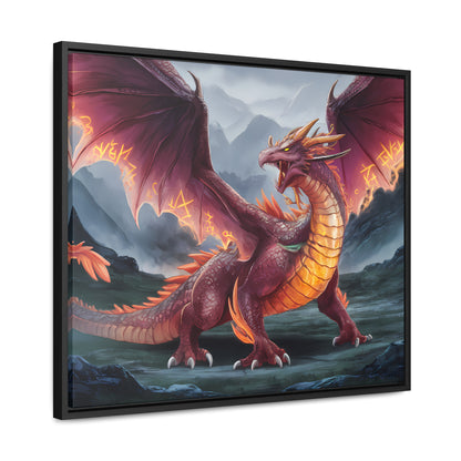 The Inferno Wyrm of the Ashen Peaks - Gallery Canvas Wraps, Horizontal Frame