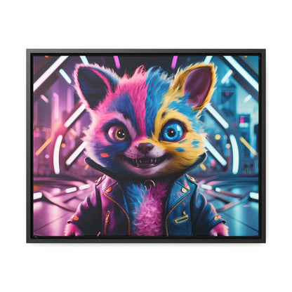 Neon Paws in the Cyber City - Gallery Canvas Wraps, Horizontal Frame
