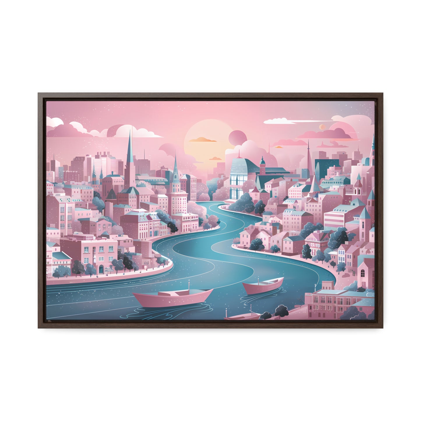 Serene City at Dawn - Gallery Canvas Wraps, Horizontal Frame