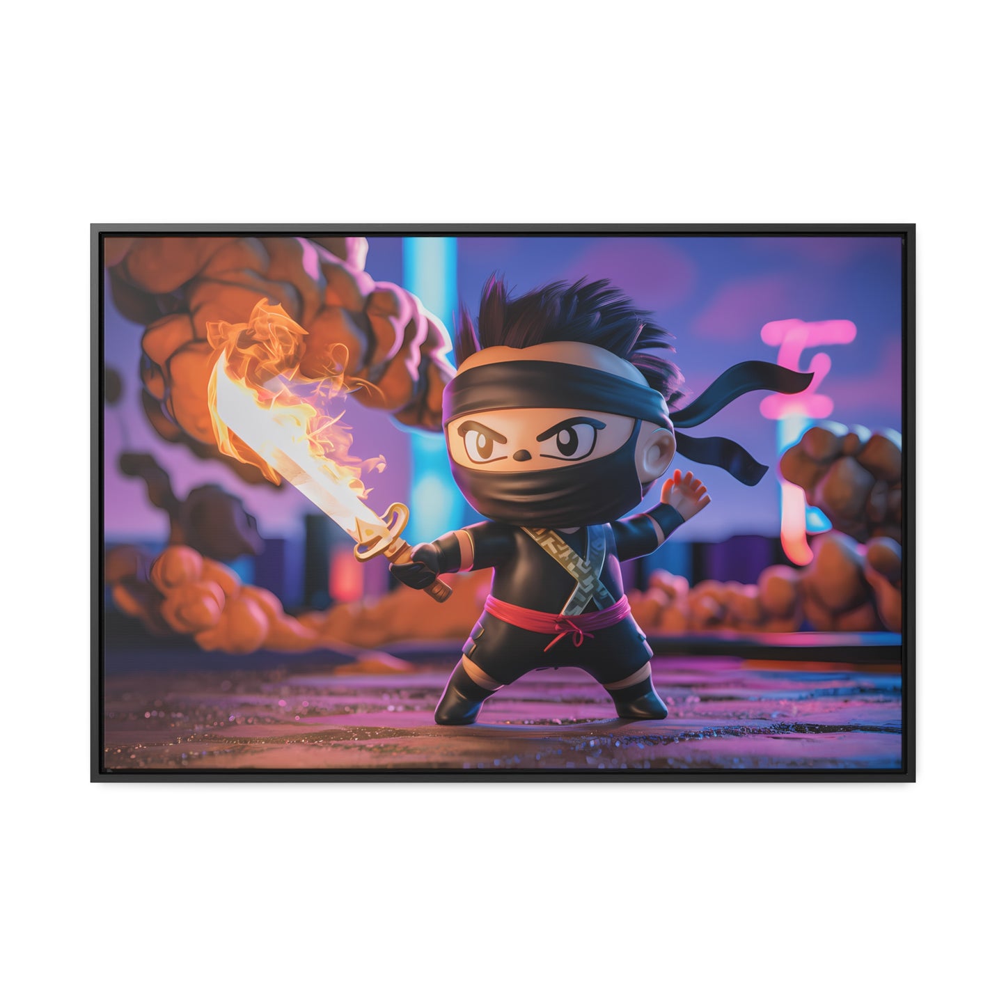 "Flameblade Ninja in Action" - Gallery Canvas Wraps, Horizontal Frame
