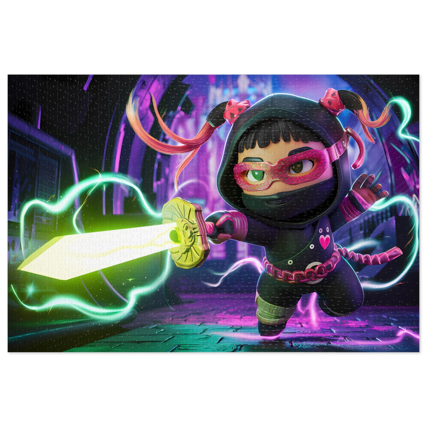 Neon Ninja: Guardian of the Cyber Realm - Jigsaw Puzzle (30, 110, 252, 500,1000-Piece)
