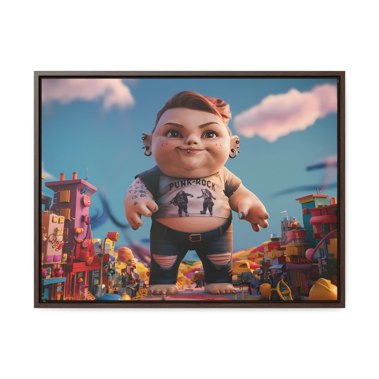 "Punk Rock Titan in Toy Town" - Gallery Canvas Wraps, Horizontal Frame