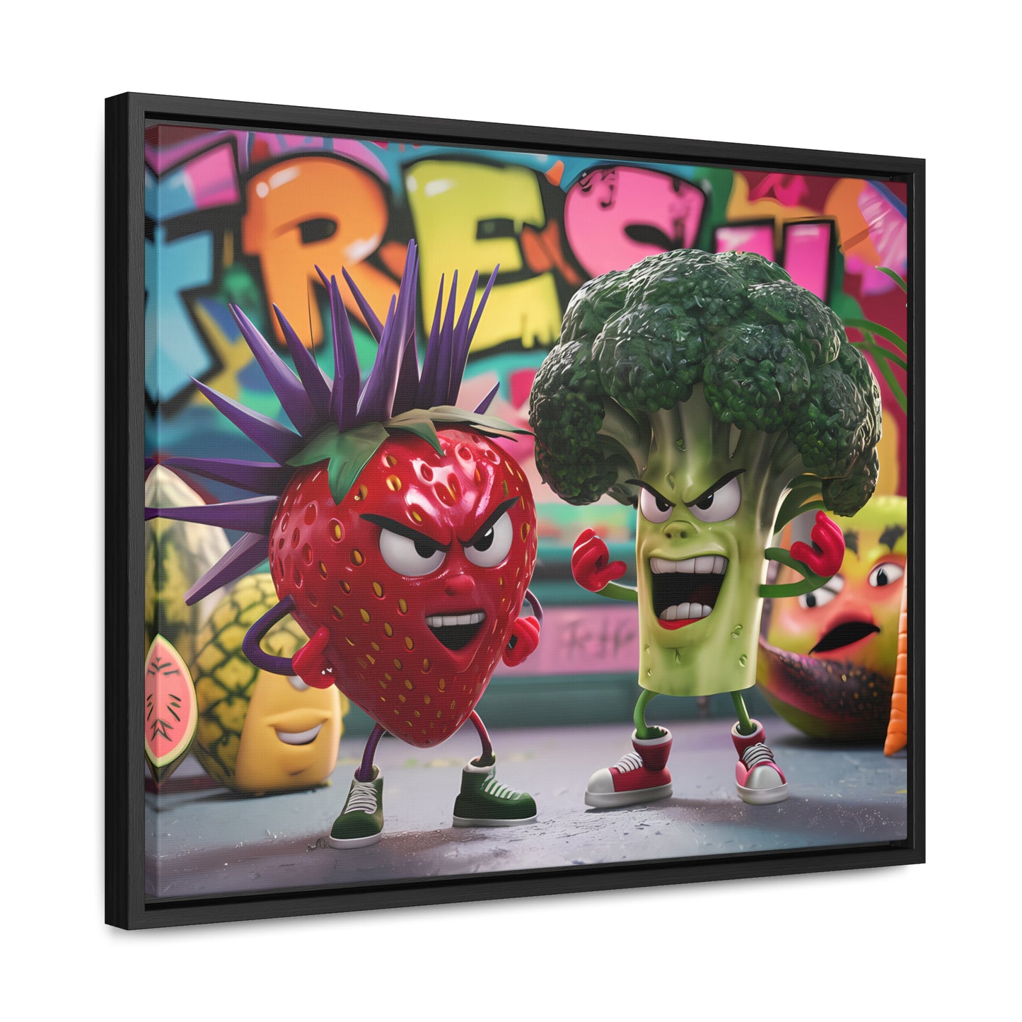 "Fresh Fight: Battle of the Bites" - Gallery Canvas Wraps, Horizontal Frame