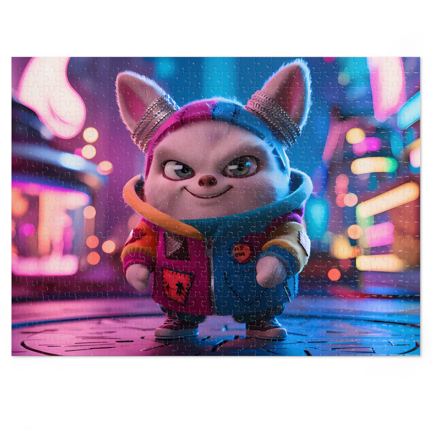 The Adventurous Bunny in Cyber City - Jigsaw Puzzle (30, 110, 252, 500,1000-Piece)