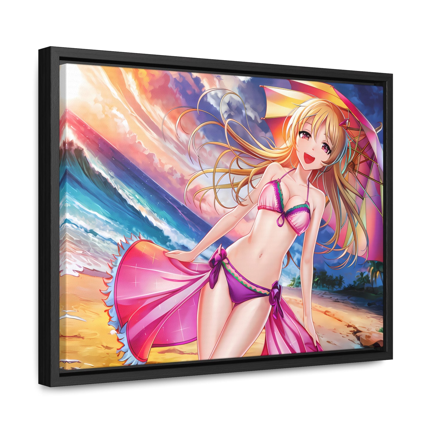 Sunset Stroll on the Beach - Gallery Canvas Wraps, Horizontal Frame