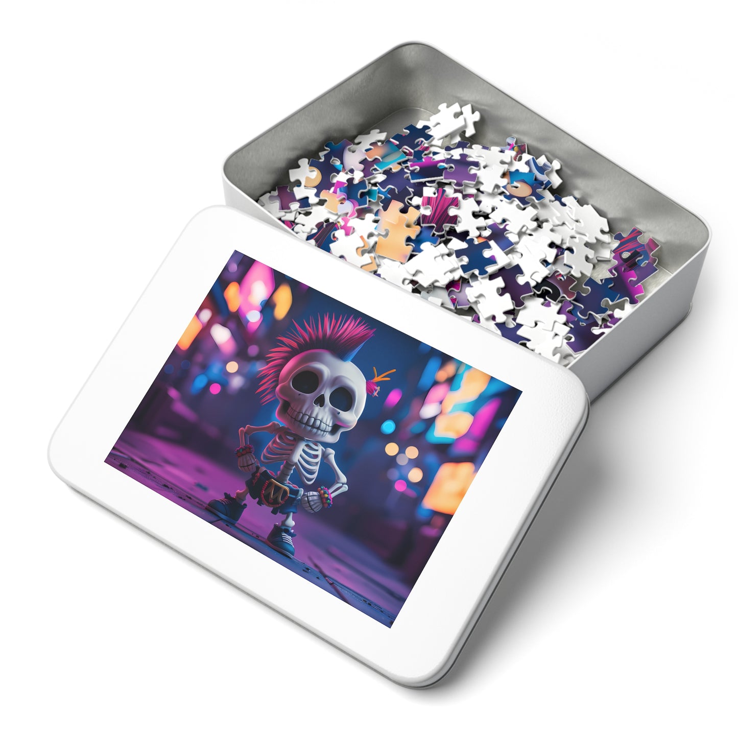 Rebel Bones in Neon Streets - Jigsaw Puzzle (30, 110, 252, 500,1000-Piece)