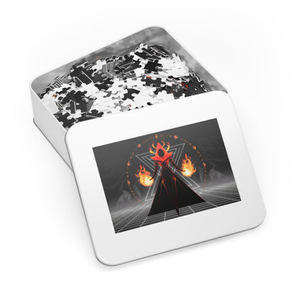 "Arcane Pyromancer in the Digital Realm" - Jigsaw Puzzle (30, 110, 252, 500,1000-Piece)