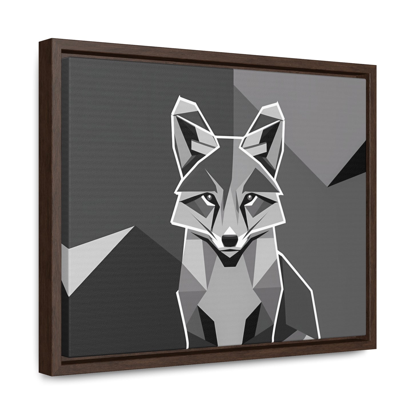 "Geometric Fox in Monochrome" - Gallery Canvas Wraps, Horizontal Frame