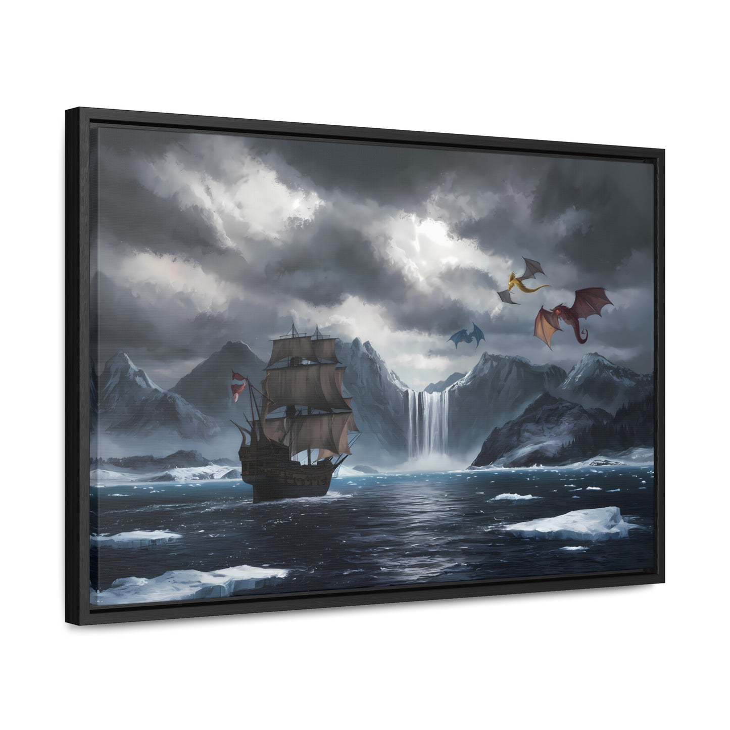 "The Voyage to Dragon's Fjord" - Gallery Canvas Wraps, Horizontal Frame