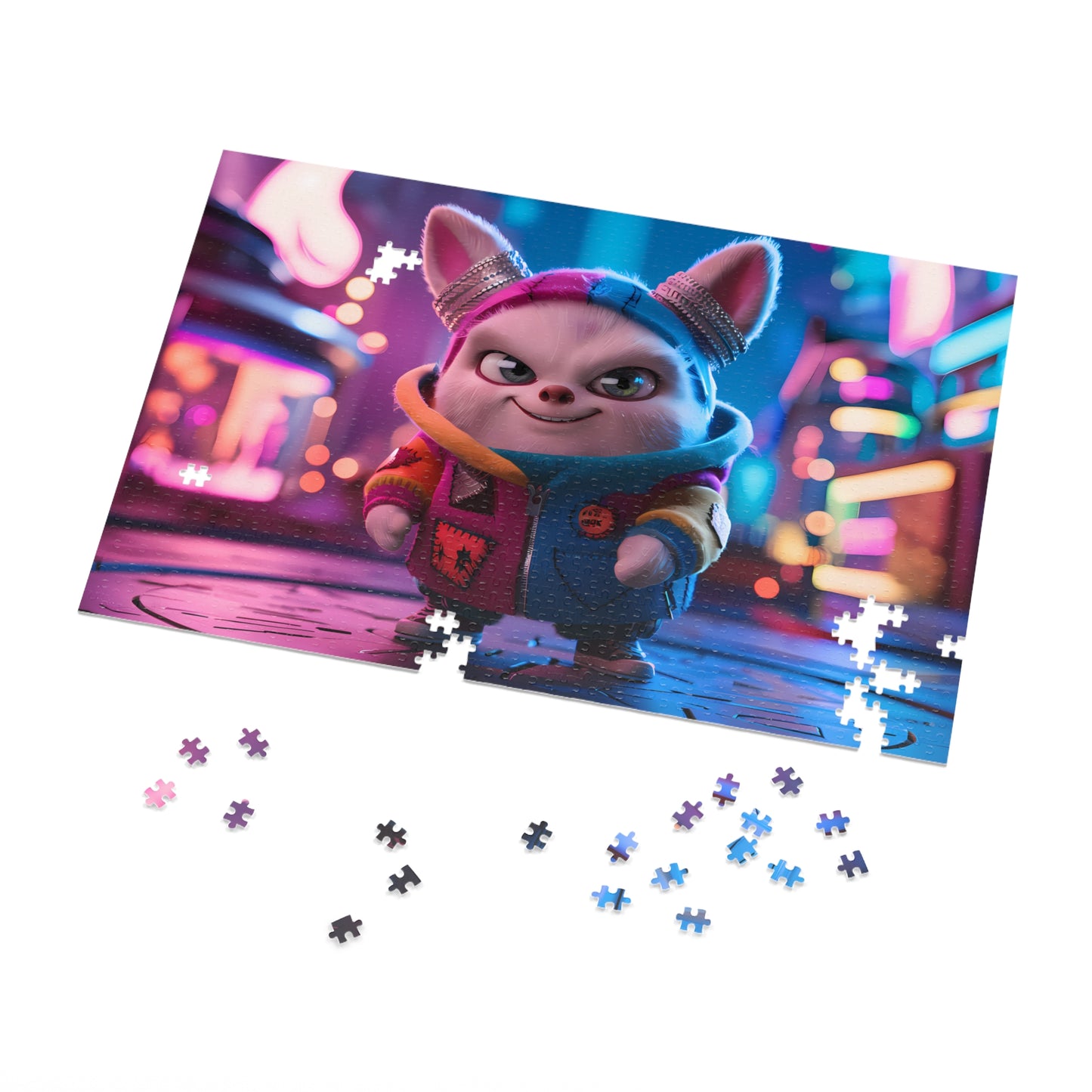 The Adventurous Bunny in Cyber City - Jigsaw Puzzle (30, 110, 252, 500,1000-Piece)