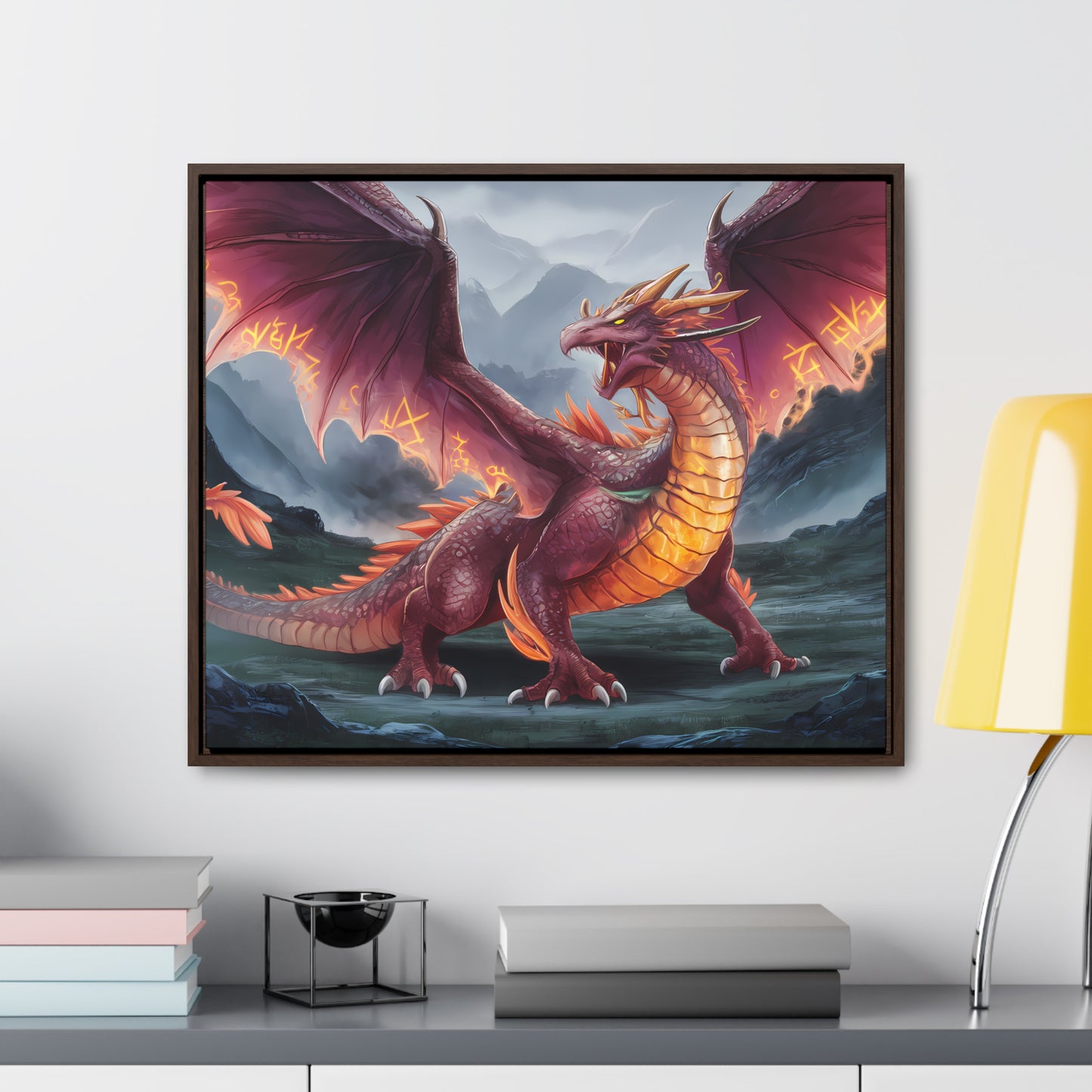 The Inferno Wyrm of the Ashen Peaks - Gallery Canvas Wraps, Horizontal Frame
